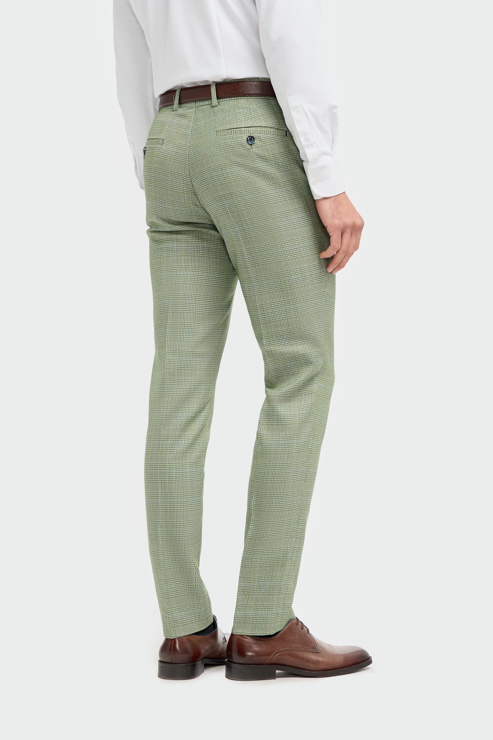 Caridi - Heren Sage Green Geruite Broek