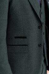 Regent - Men's Green 3 Piece Prince Of Wales Checked Suit