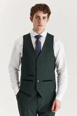 Regent - Men's Green 3 Piece Prince Of Wales Checked Suit