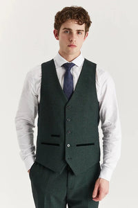 Regent - Men's Green 3 Piece Prince Of Wales Checked Suit