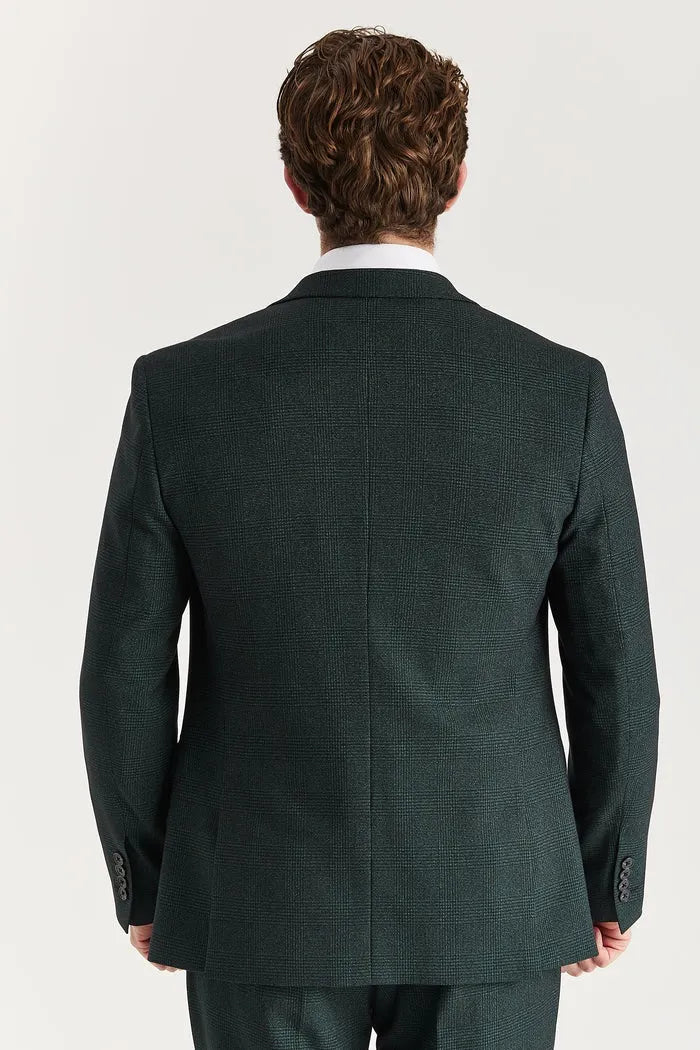 Regent - Men's Green 3 Piece Prince Of Wales Checked Suit
