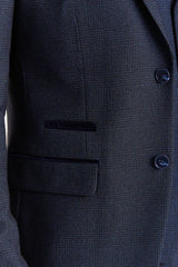 Regent - Men's Navy 3 Piece Prince Of Wales Checked Suit