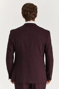 Regent - Men's Wine 3 Piece Prince Of Wales Checked Suit