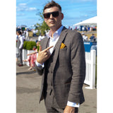 Heren bruin geruit driedelig tweed pak - STZ17