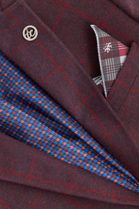 Heren 3-delig pak wollen tweed pruim wijn ruit jaren 20 Gatsby