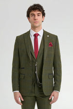Heren 3-delig pak wollen tweed groen blauw bruin ruit jaren 20 Gatsby