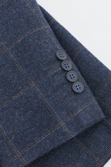 Heren 3-delig pak wollen tweed marineblauw bruin geruit jaren 20 Gatsby