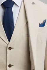 TP-21 Heren beige 3-delig linnen zomertrouwpak