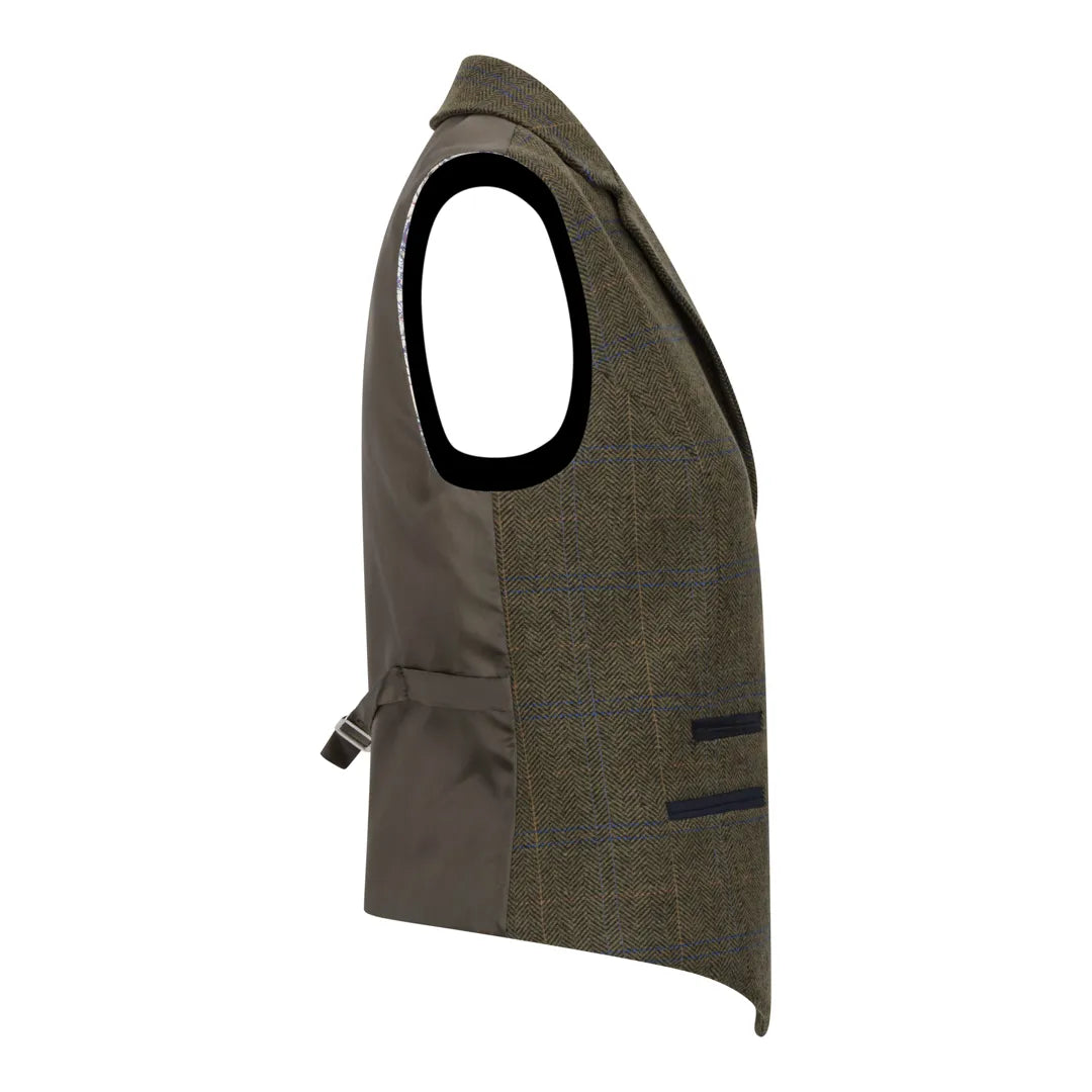 TPSTZ71 - Dames olijfgroen tweed gilet