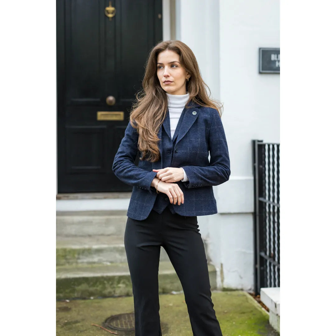 TPSTZ72 - Dames marineblauw tweed blazer gilet