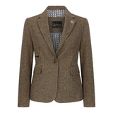 TPW-20 - Dames wolmix bruine pied-de-poule tweed blazer