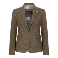 TPW-20 - Dames wolmix bruine pied-de-poule tweed blazer