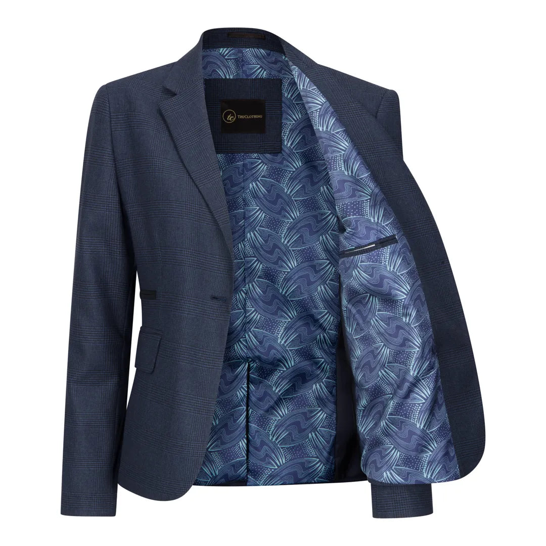 TPW52 - Marineblauw 3-delig Prince of Wales-ruitpak voor dames