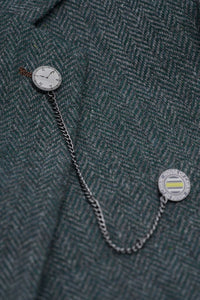 Thomas - Olijfgroen 3-delig wolmix tweedpak