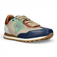 Aglae 02 - Grijze en blauwe leren sneakers voor heren