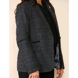 Dames Tweed Geruit Blazer Grijs Pak