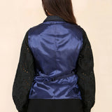 Dames Tweed Geruit Vest Blauw Pak