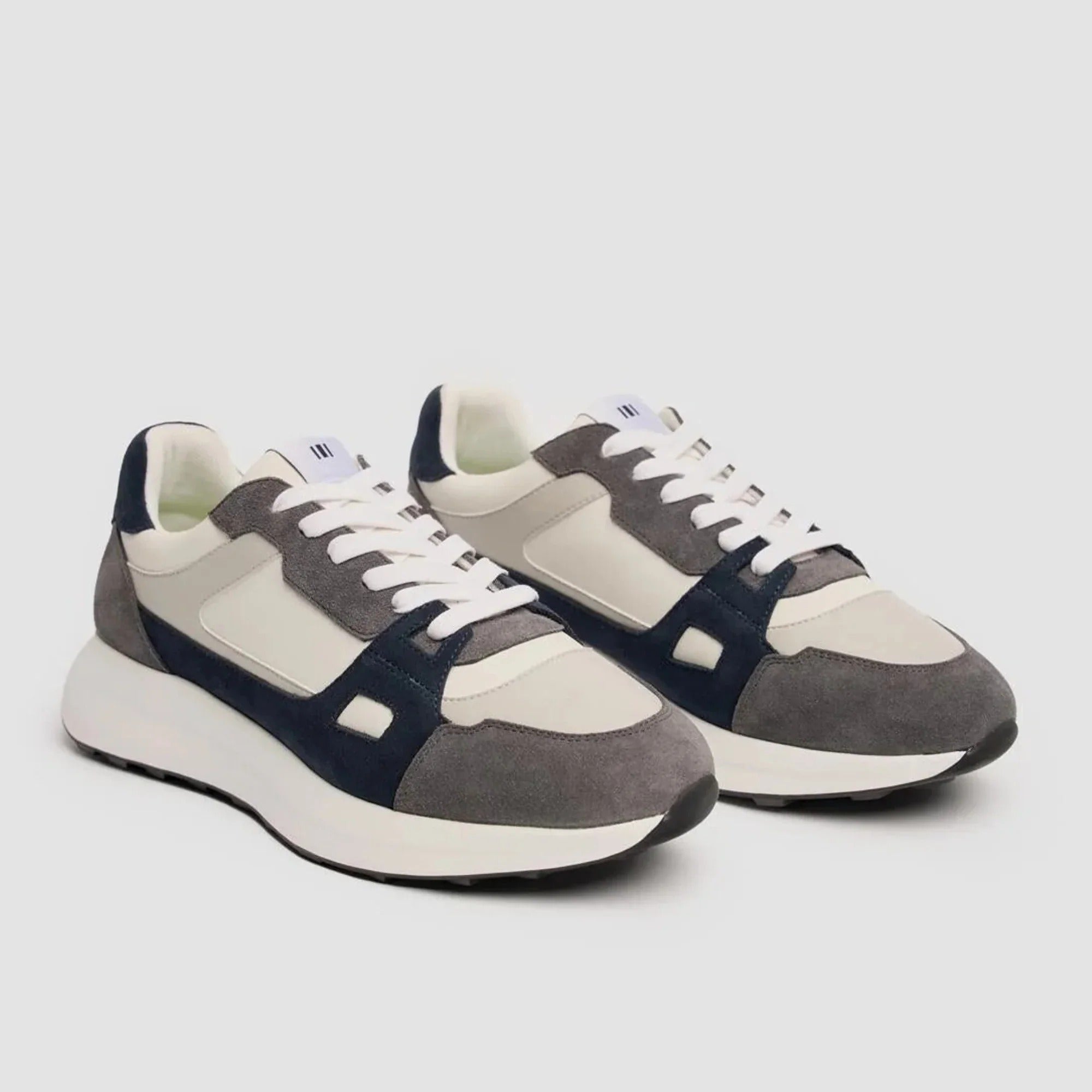Albany - Grijze, ademende mesh casual sneakers voor heren
