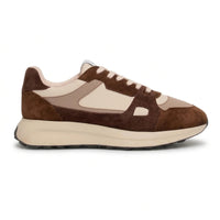 Albany - Heren sneakers van ademend mesh in beige/bruin.