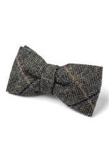 Albert - Heren grijze tweed strik met visgraatmotief