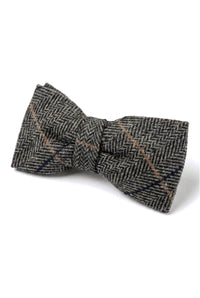 Albert - Heren grijze tweed strik met visgraatmotief