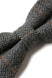 Albert - Heren grijze tweed strik met visgraatmotief