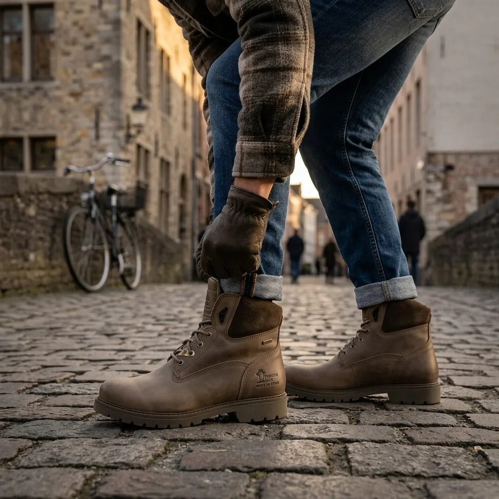 Amur GTX C32 - Khaki waterdichte leren enkellaarsjes voor heren