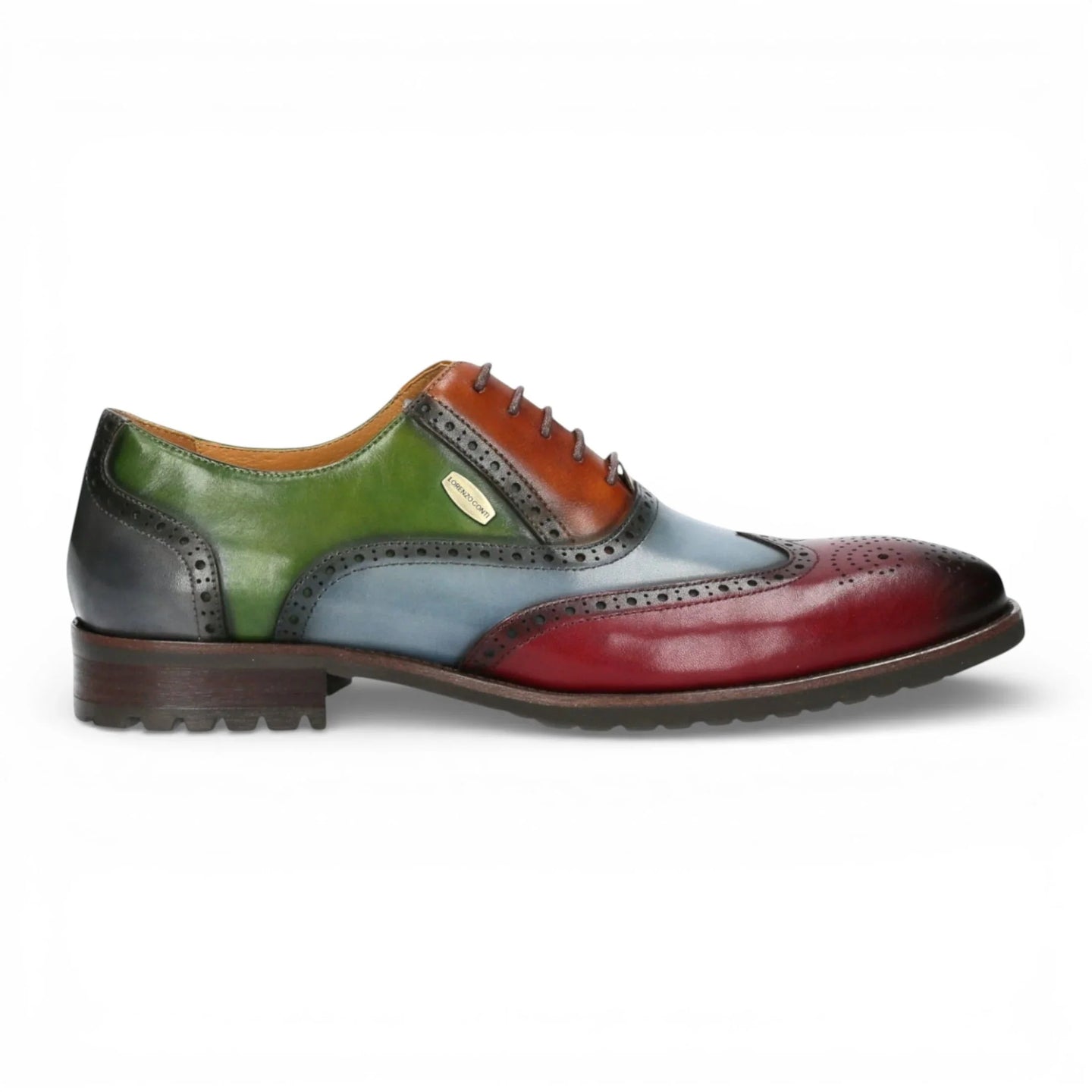 Antonin 01 - Herenschoenen van zwart bordeauxrood leer in Oxford-stijl