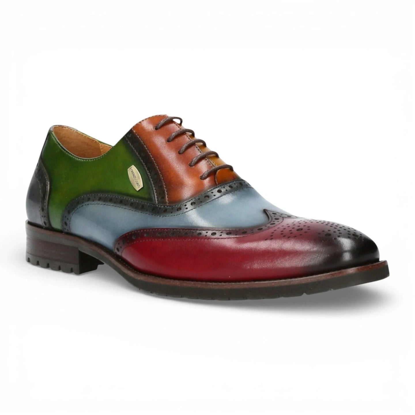 Antonin 01 - Herenschoenen van zwart bordeauxrood leer in Oxford-stijl