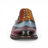 Antonin 01 - Herenschoenen van zwart bordeauxrood leer in Oxford-stijl