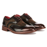 Arlo - Herenschoenen van bruin leer met tweedprint (broguemodel)