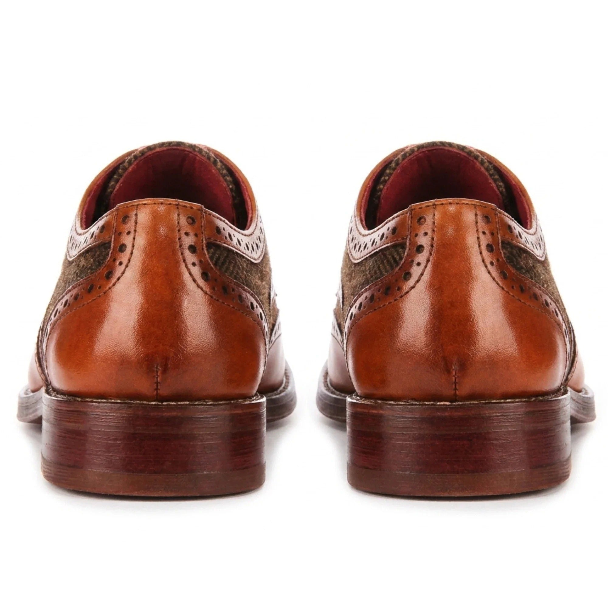 Arlo - Herenschoenen van bruin leer met tweedprint, brogue-model