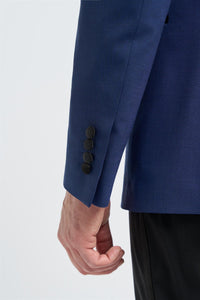 Aspen - Heren blauw smokingblazer met sjaalkraag