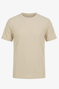 Beige geribbeld klassiek T-shirt voor heren
