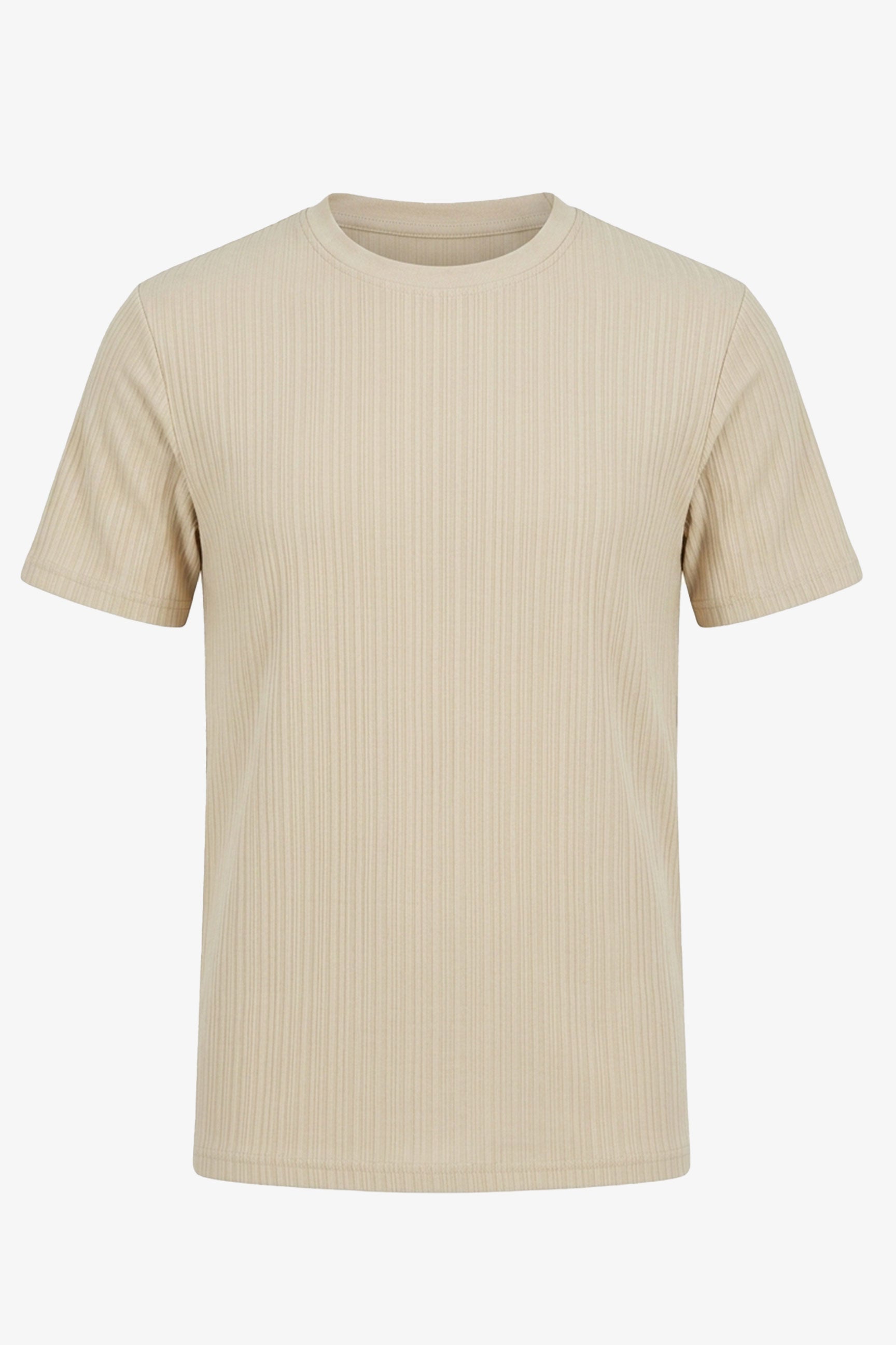 Beige geribbeld klassiek T-shirt voor heren