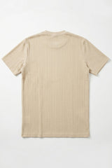 Beige geribbeld klassiek T-shirt voor heren
