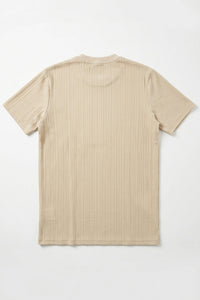 Beige geribbeld klassiek T-shirt voor heren