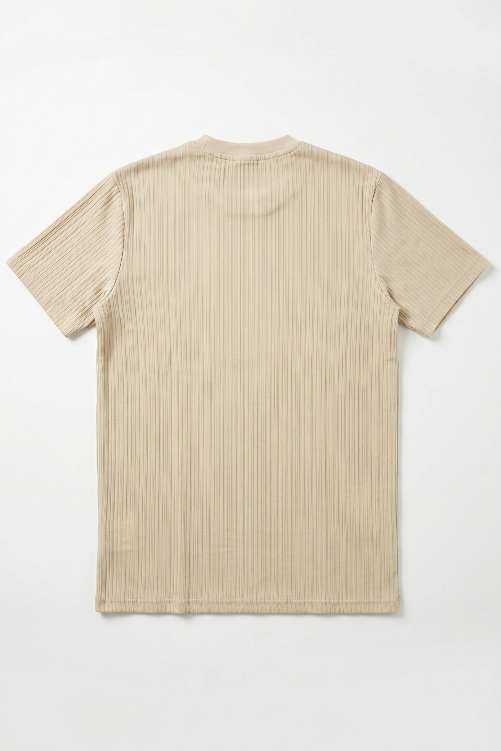 Beige geribbeld klassiek T-shirt voor heren