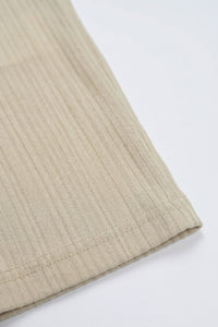 Beige geribbeld klassiek T-shirt voor heren