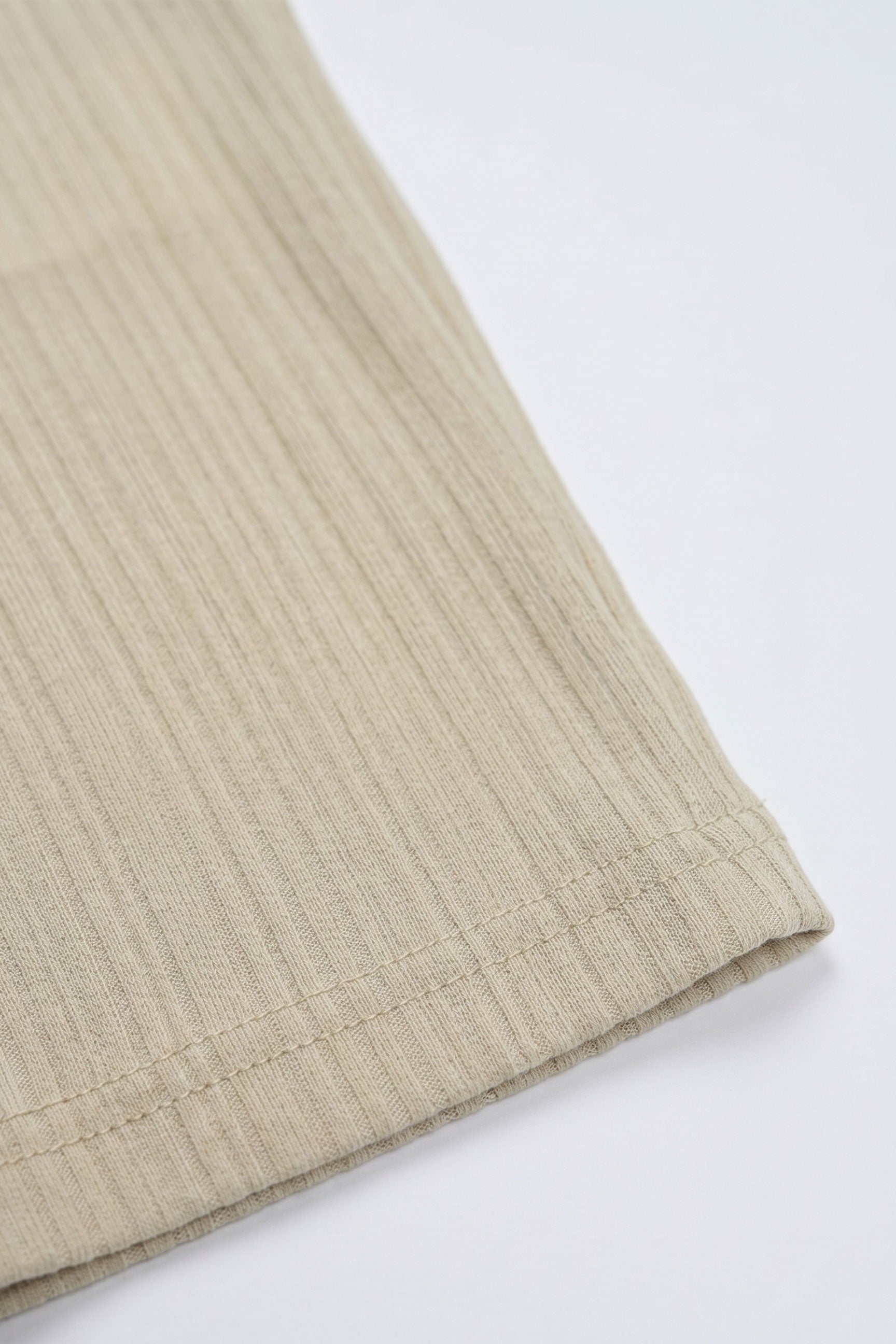 Beige geribbeld klassiek T-shirt voor heren
