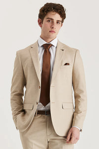 Belmont - Beige getailleerde herenblazer