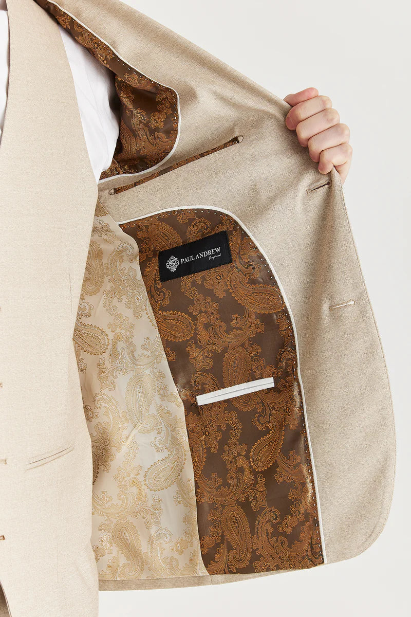 Belmont - Beige getailleerde herenblazer