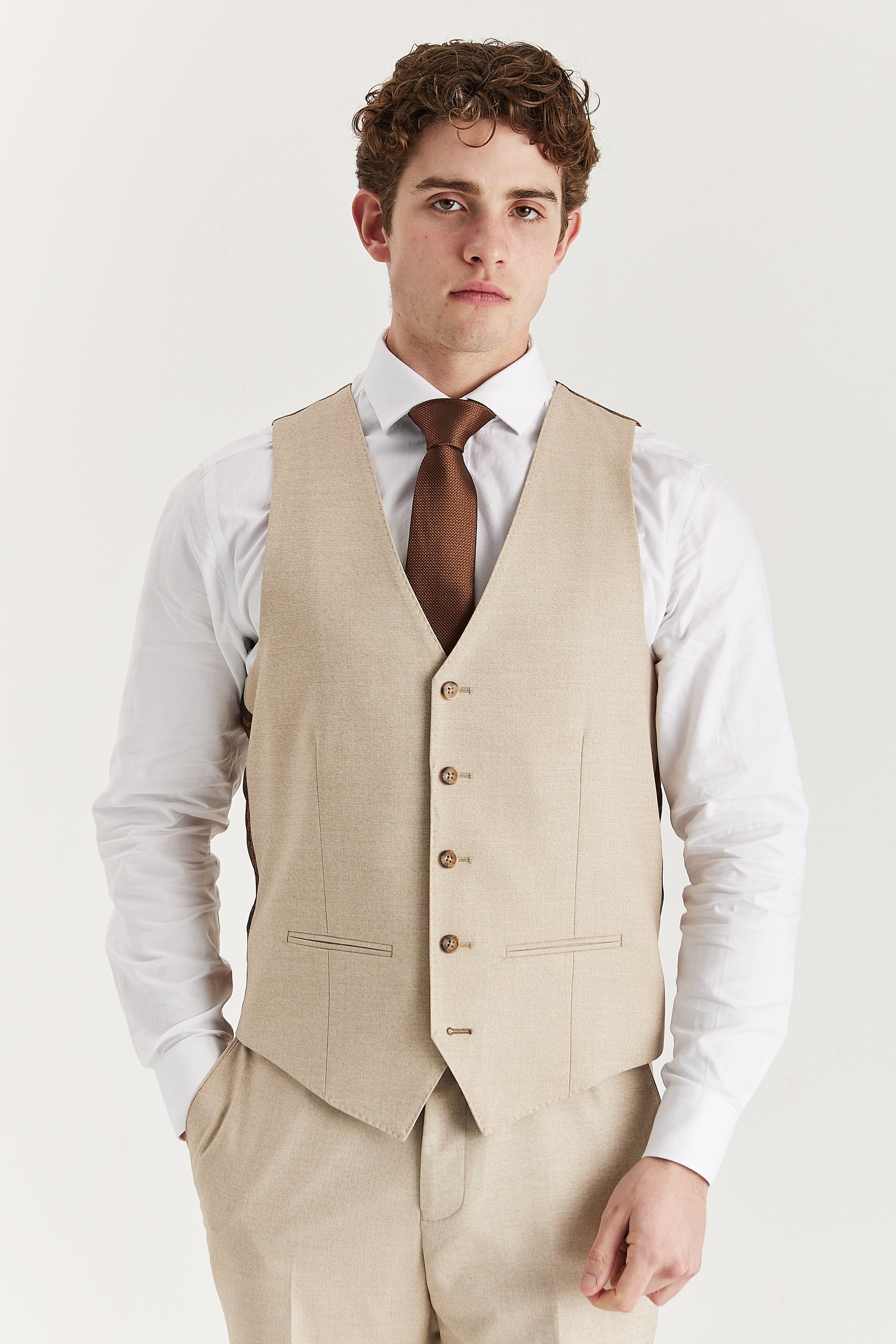 Belmont - Beige herengilet met getailleerde pasvorm
