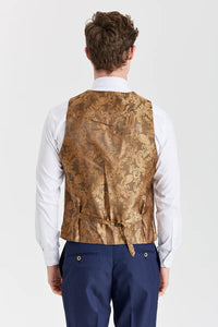 Belmont marineblauw pak met contrasterend Belmont beige vest.