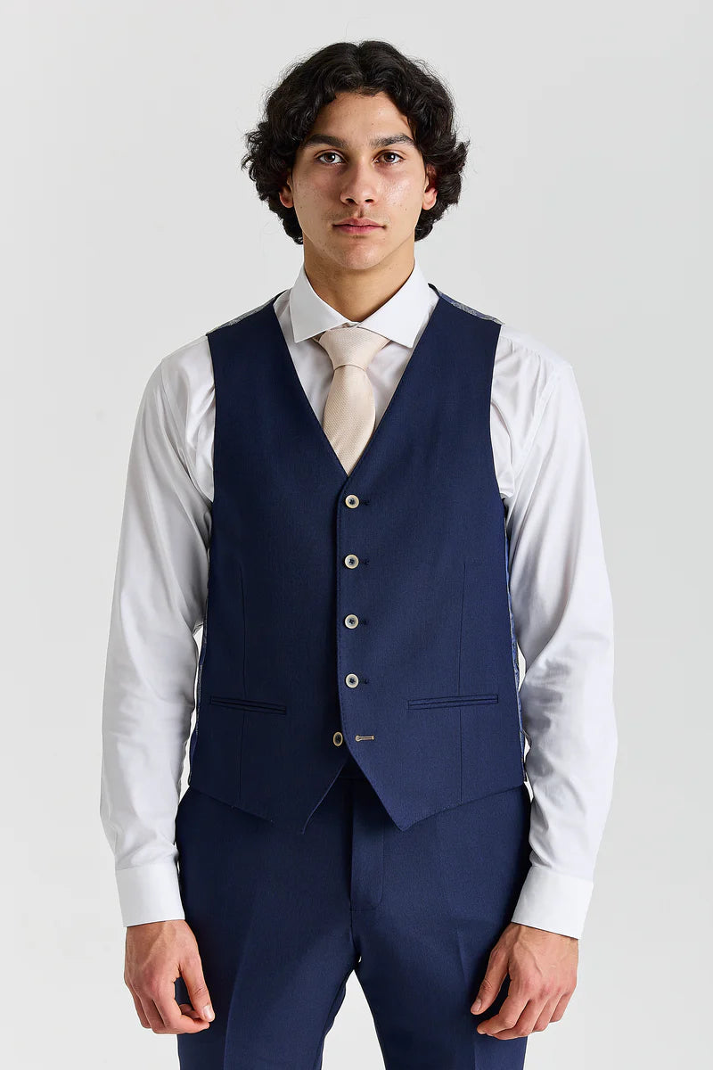 Belmont - Marineblauw getailleerd vest voor heren