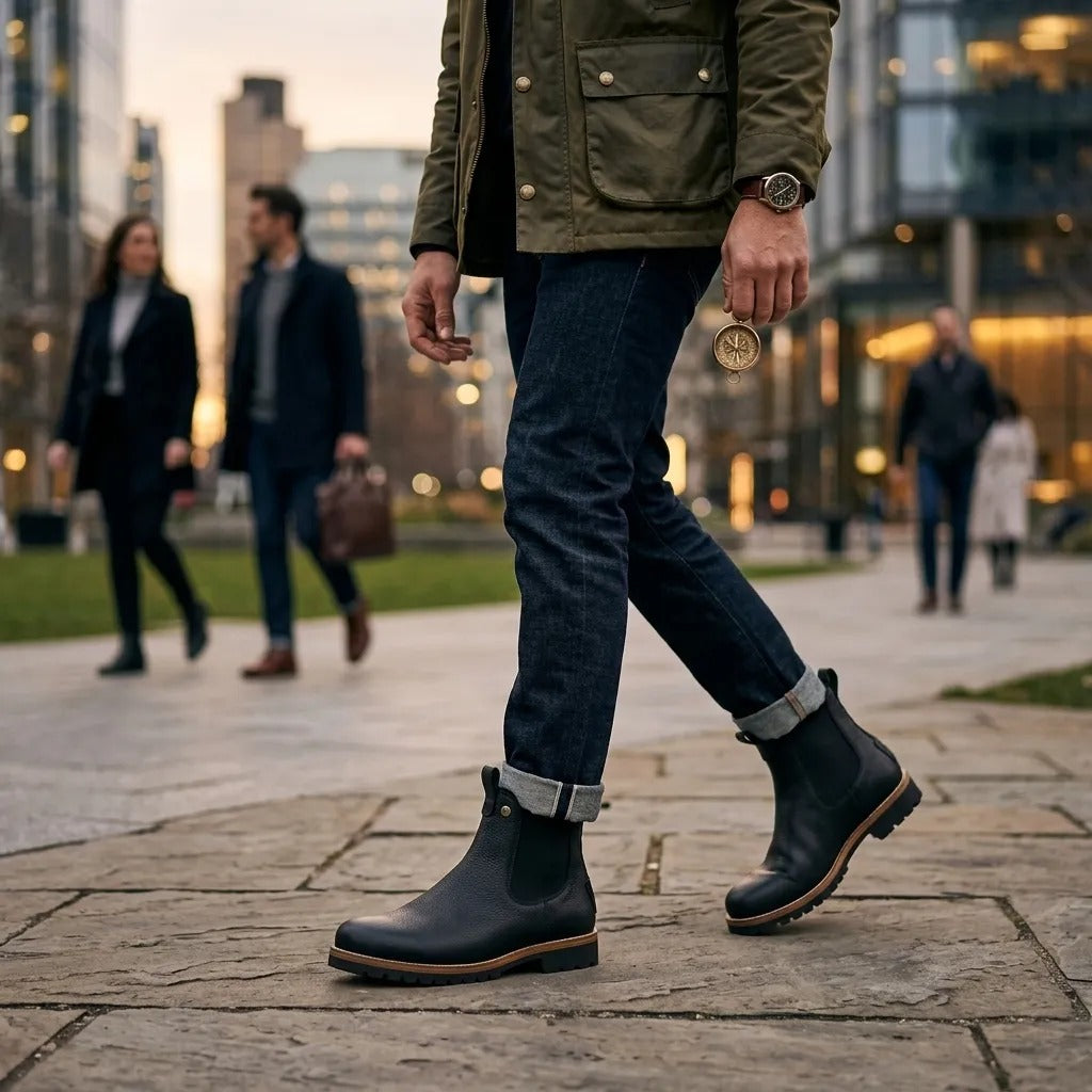 Beny Igloo C1 - Zwarte waterdichte leren Chelsea boots voor heren