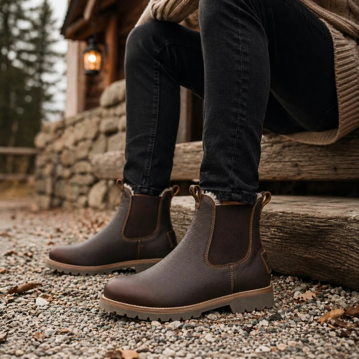 Beny Igloo C2 - Bruine waterdichte leren Chelsea boots voor heren
