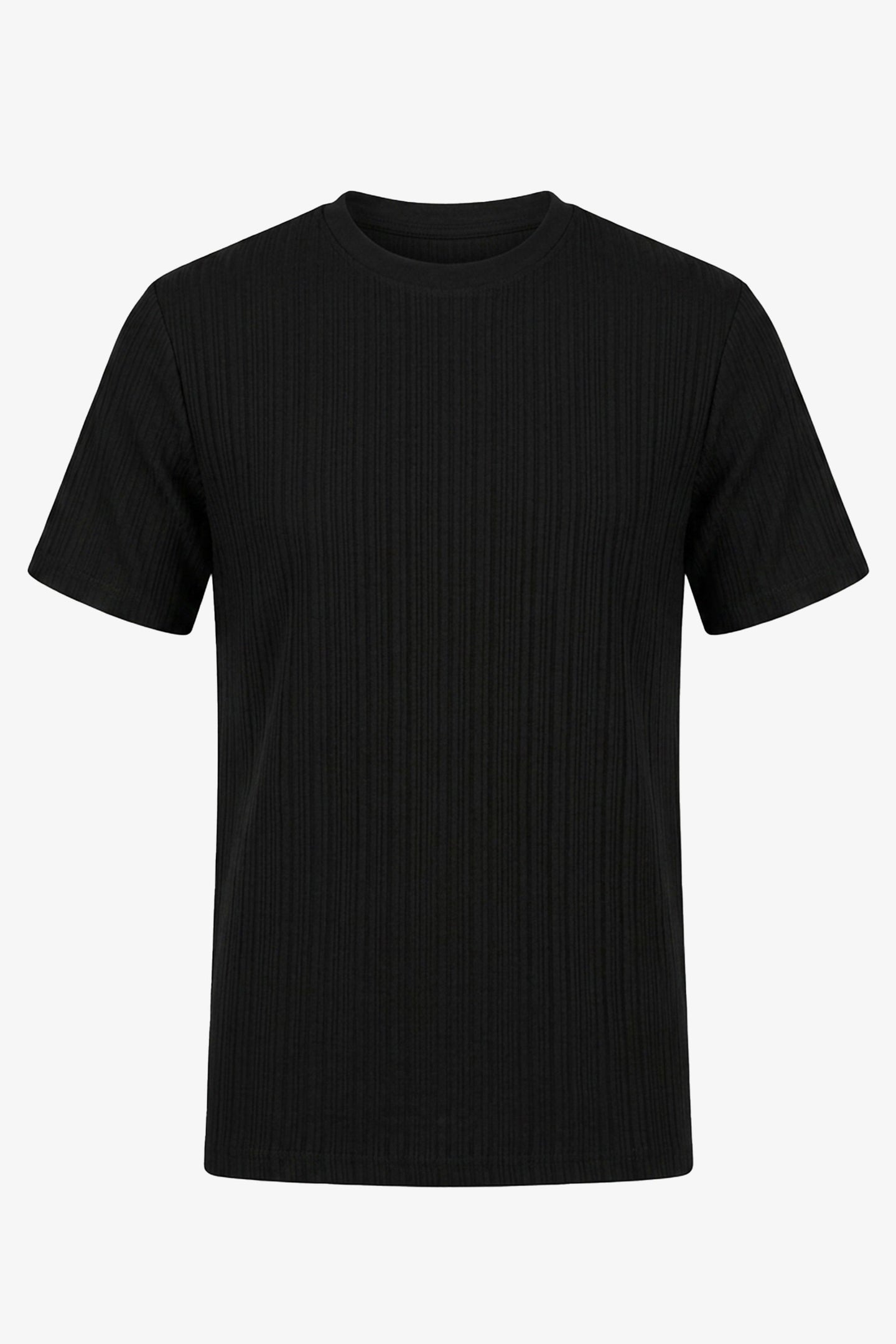 Zwart geribbeld klassiek T-shirt voor heren