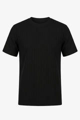 Zwart geribbeld klassiek T-shirt voor heren
