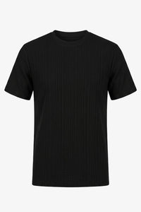 Zwart geribbeld klassiek T-shirt voor heren